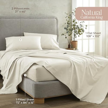Whisper Organics 100% Organic Cotton Bed Sheets with Deep Pocket 4 Pc. Set