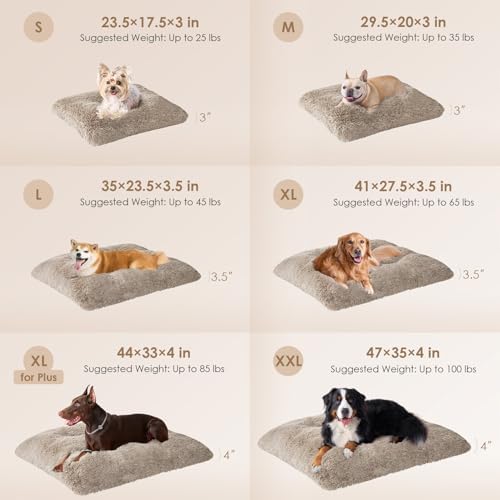 EHEYCIGA Fluffy Dog Crate Bed for Small Dogs, Plush Crate Pad, Taupe