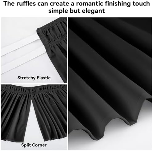 RIMELA Bed Skirt with Split Corners, King, 12 Inch Drop, Black