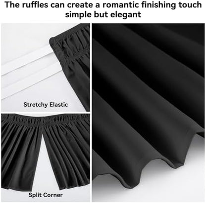 RIMELA Bed Skirt with Split Corners, King, 12 Inch Drop, Black