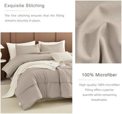 Masaca 120x120 Oversized Comforter King Size,Linen Like Textured Pinch Pleated California King Bed Comforter Set Soft Lightweight Fluffy Farmhouse Bedding Set 3PCS