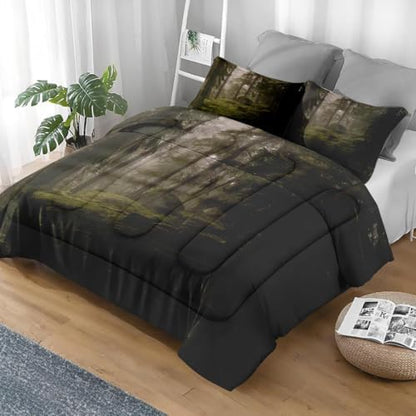 Pamnest Comforter Set King Size, Tree Forest Soft 3 Pcs Bedding for Kids and Adults, Mystic Comforter Set with 2 Pillowcases, for Bedroom Bed Decor