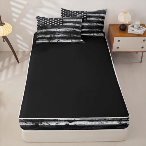 Feelyou American Flag Comforter Set Twin Size Zipper Bedding Set for Girls Boys Independence Day Comforter with Fitted Sheet, Pillowcases Memorial Day Zipper Bedding Soft Breathable Bed in a Bag