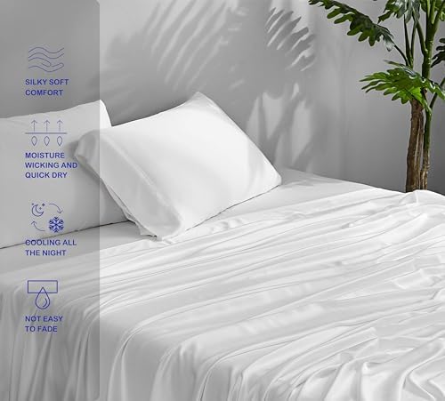 ACCURATEX Cooling Sheets for Hot Sleepers, King Size, White