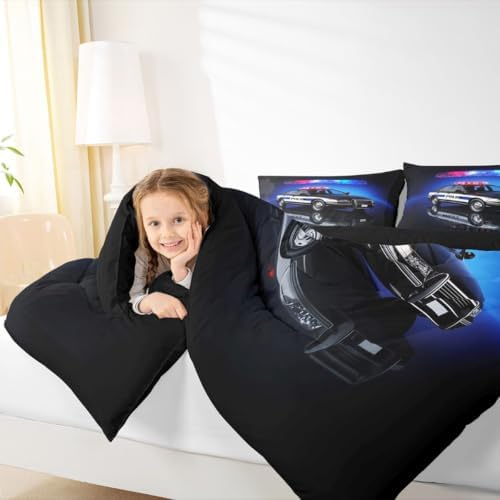 Feelyou Kids Police Car Comforter Set Full Size Bedding Set