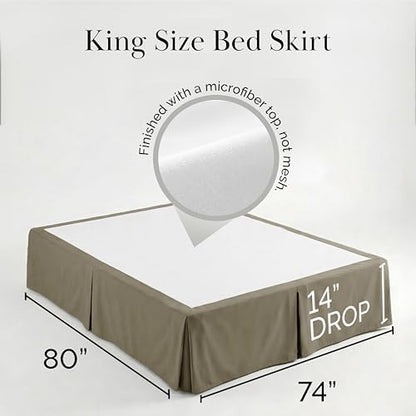 Southshore Fine Living King Bed Skirt 14 Inch Drop Soft Pleated Dark Taupe