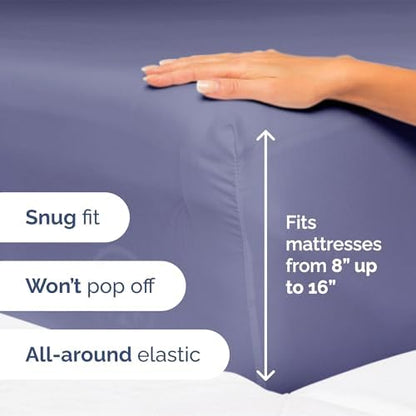 Queen Size 4 Piece Sheet Set - Soft & Cooling Bed Sheets - Twilight Purple