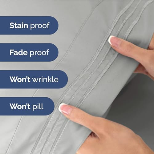 Full Size 4 Piece Sheet Set - Ultra Soft & Cooling Bed Sheets - Soft Grey