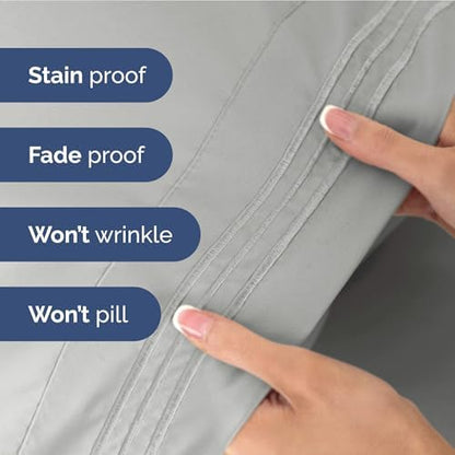 Full Size 4 Piece Sheet Set - Ultra Soft & Cooling Bed Sheets - Soft Grey