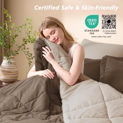 California King Comforter Set, Brown Bed in a Bag, Bedding Set with sheets