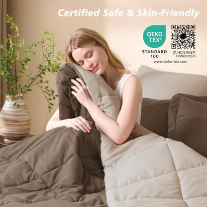 California King Comforter Set, Brown Bed in a Bag, Bedding Set with sheets