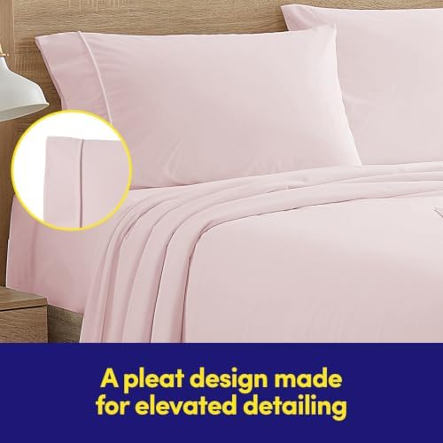 Sweet Home Collection Flannel Sheet Set, Pale Pink Queen, Deep Pocket Soft Brushed Microfiber All-Season Bedding with Fitted Sheet, Flat Sheet & Pillowcase(s)