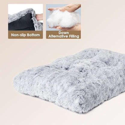 EHEYCIGA Fluffy Dog Crate Bed, Plush XX Large Dog Pillow, Grey
