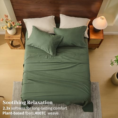 MEISHANG 100% French Linen Sheets California King,6 Pcs,18-24" Deep Pocket