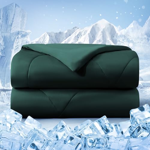 Cooling Comforter King Size, Double-Sided Cold Tech Quilted Bed Comforters Cooling Blanket for Hot Sleepers, Breathable Lightweight Summer Bedding, All-Season Ice Blanket, Emerald Green