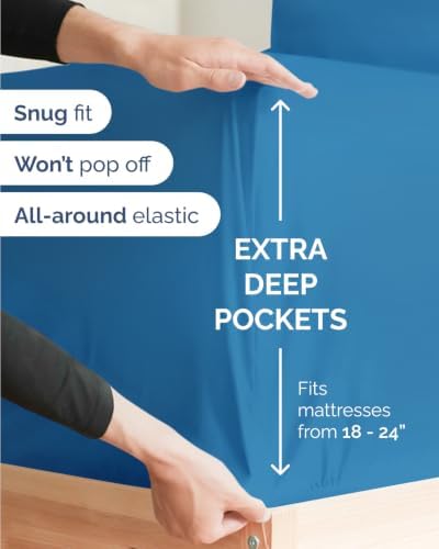 Extra Deep Flex Top Split Head King Sheet Set - 6pc Sheets - Denim Blue