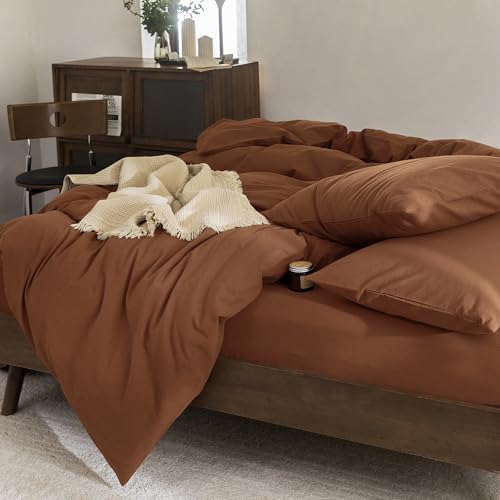 FOSSA Duvet Cover Set 100% Washed Cotton Linen Feel Oversized King