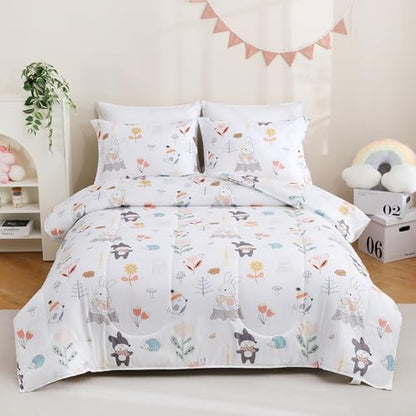 Yibeizi Woodland Animals Comforter Full Kids Forest Bedding Set
