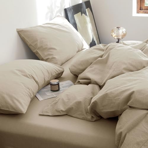 FOSSA Duvet Cover Set 100% Washed Cotton Linen Feel King