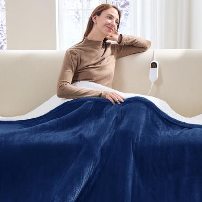 Heated Electric Blanket Full, Heating Blanket,72" x 84", Navy Blue