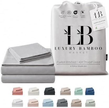 |Twin Size Sheet Set | Organically Grown | Ultra Soft & Cooling |100% Viscose | 17" Deep Pocket [Dove Grey]