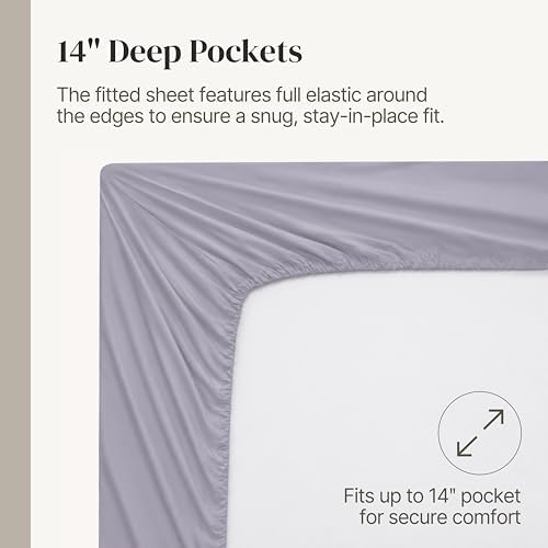Modern Threads Soft Microfiber Solid Sheets - Luxurious Microfiber Bed Sheets - Includes Flat Sheet, Fitted Sheet with Deep Pockets, & Pillowcases Lilac Marble Full