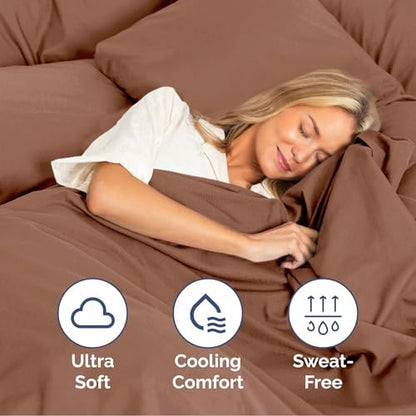 King Size 4 Piece Sheet Set - Ultra Soft & Cooling Sheets - Copper Brown