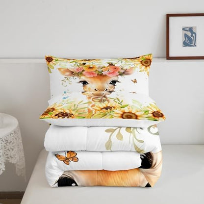 Feelyou Cute Giraffe Comforter Set Queen Size Boys Girls Teens