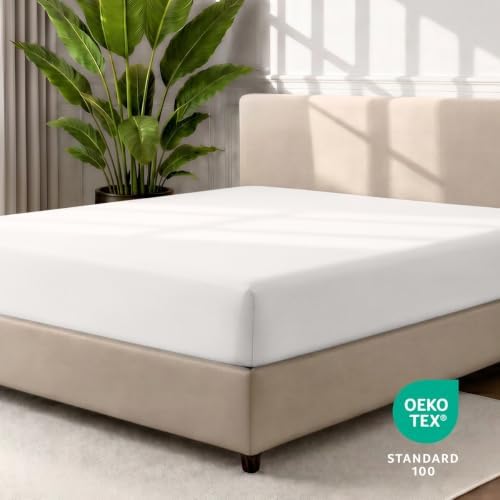 Bare Home Twin Fitted Sheet - 1800 Ultra-Soft (Twin, Antique White)