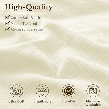 MEISHANG Muslin Duvet Cover King Size - 100% Organic Cotton