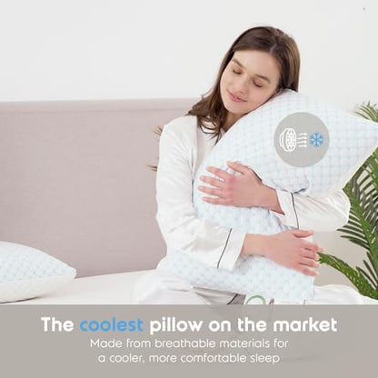 Nestl Cooling Pillow for Sleeping 4 Pack, Luxury Shredded Memory Foam Pillows Standard Size, Adjustable Cold Gel Pillows for Hot Sleepers Supportive Cool Pillow for Side Back Stomach Sleepers