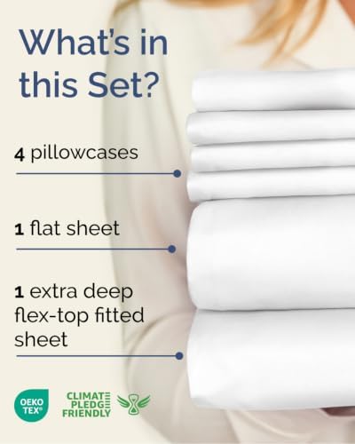 Flex Top Split Head King 6 Piece Sheet Set - Breathable & Cooling - White