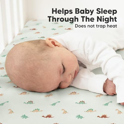 KeaBabies 2pk Organic Cotton Crib Sheets for Boys Girls 52x28, Roarsome