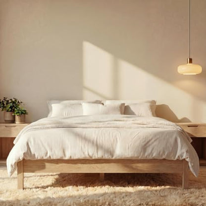 LIFEMENT Full Bed Frame Signature Wood Platform, Noise Free, Under Bed Storage, No Box Spring Needed, Easy Assembly, Natural