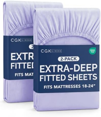 CGK Linens 2 Pack Extra Deep Twin XL Fitted Sheets - Lavender