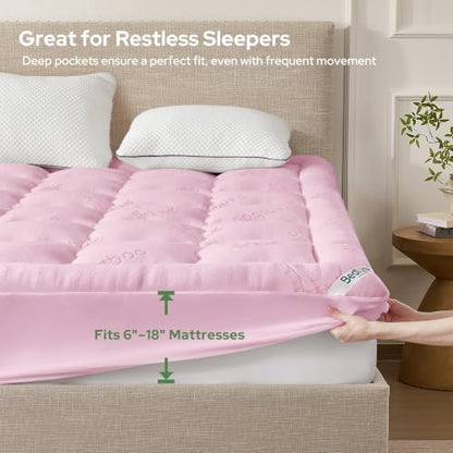 BEDLORE Queen Mattress Topper , Thick Pillow Top Mattress Pad
