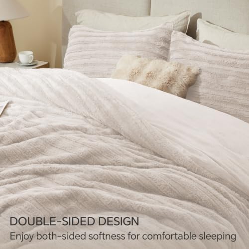 BEDELITE Faux Fur Twin/Twin XL Comforter Set, Fluffy Bed Set, Linen