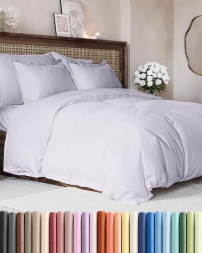 Duvet Cover King Size - 3 Piece with Zipper Closure - Light Lavender