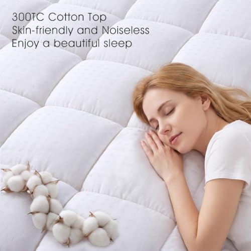 EASELAND Twin Size Mattress Pad Cotton Pillow Top Mattress Topper White