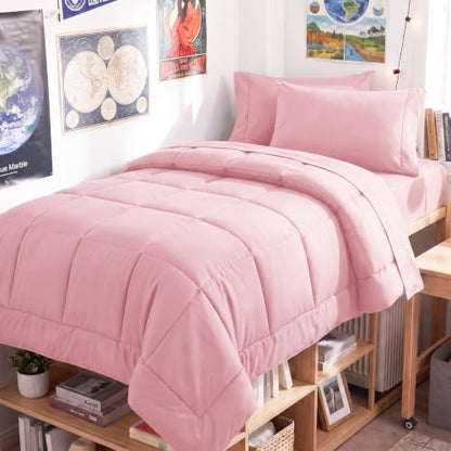 CozyLux Twin XL Comforter Set Pink - 5 Pieces Twin XL Bed in a Bag