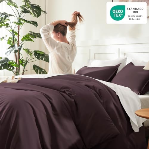 Litanika Plum Comforter Full Size, 3 Pieces Lightweight Solid Bed Set