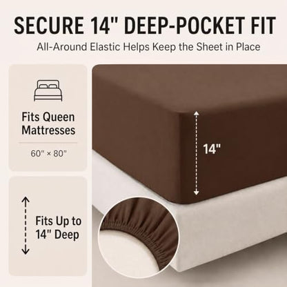 CozyLux Oversized Queen Comforter Set Brown - 7 Pieces Bed in a Bag