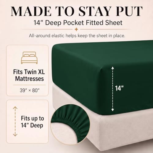 CozyLux Twin XL Comforter Emerald Green, 5 Pieces Bed in a Bag