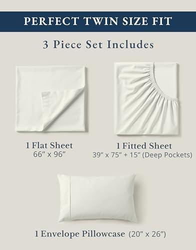 LANE LINEN Twin Sheet Set 100% Organic Cotton Percale Soft - Glacier Grey
