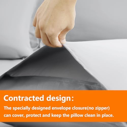 Light Grey Twin Size Comforter Set - 5 Pieces, Bed in a Bag Bedding Sets with All Season Soft Quilted Warm Fluffy Reversible Comforter,Flat Sheet,Fitted Sheet,1 Pillow Shams,1 Pillowcases,Light Gray