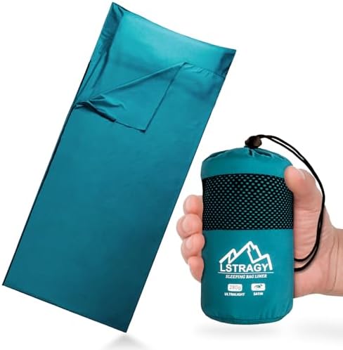 Ultralight Sleeping Bag Liner, Satin Sleep Sack, Comfy Breathable & Cooling & Silky Soft liner, Travel Sheets & Adult Sleep Sack with 2 Way Zipper, Ideal for Backpacking, Hotel, Camping, Hostels