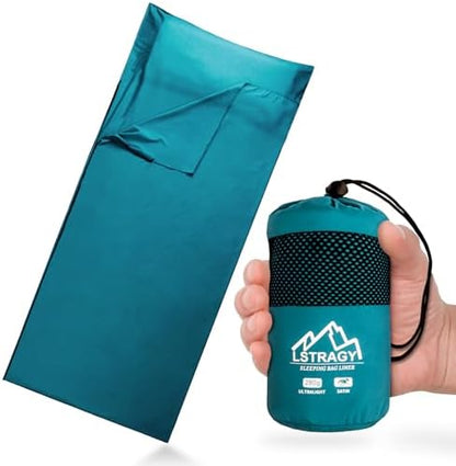 Ultralight Sleeping Bag Liner, Satin Sleep Sack, Comfy Breathable & Cooling & Silky Soft liner, Travel Sheets & Adult Sleep Sack with 2 Way Zipper, Ideal for Backpacking, Hotel, Camping, Hostels