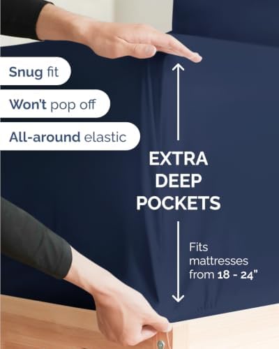 Extra Deep Flex Top Split Head King Sheet Set - 6pc Sheets - Navy Blue