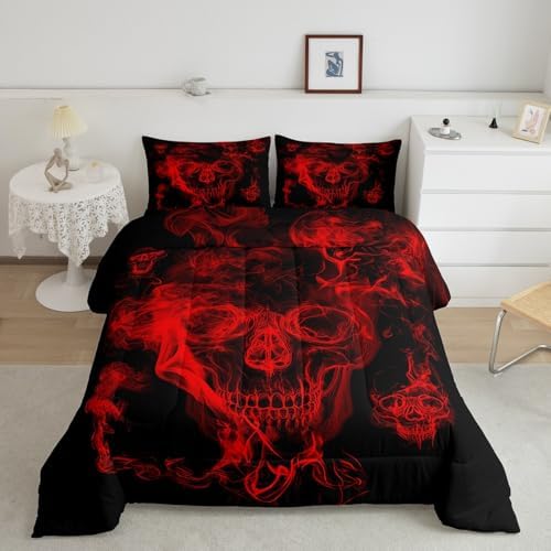 Feelyou Skull Comforter Decor 3D Bedding Set King Size for Adults Teens