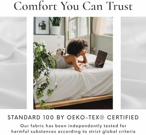 Bamboo Bay 7 Piece Split King Size Sheet Set, 100% Viscose Made from Bamboo, Breathable, Ultra Soft Cooling Bed Sheets for Adjustable Beds, Beddings with Deep Pockets Fit 16" Mattress, White